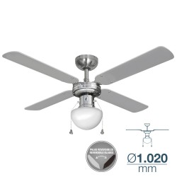 VENTILADOR DE TECHO CARIE CROMADO 50W ø102cm - SUMINISTROS CAMARA