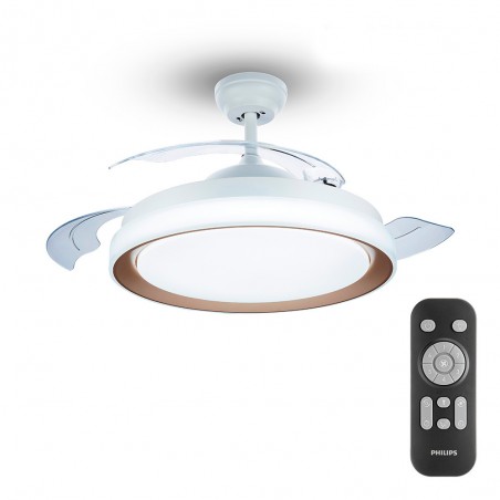 VENTILADOR DE TECHO CON LED ATLAS DORADO 28+35W ø106cm - SUMINISTROS CAMARA