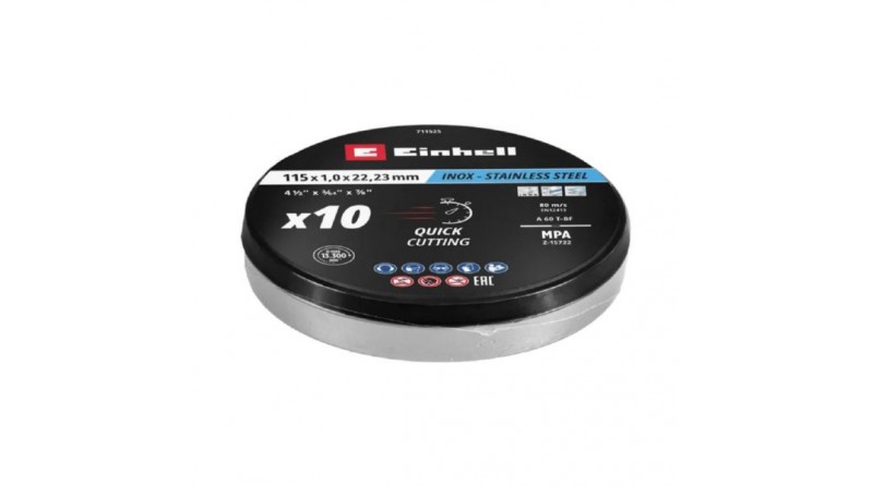 LATA 10 DISCOS CORTE INOX Y METAL 115x1mm EINHELL - SUMINISTROS CÁMARA LATA 10 DISCOS CORTE INOX Y METAL 115x1mm EINHELL - SUMINISTROS CÁMARA