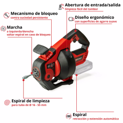 LIMPIADOR DE TUBERIAS TE-DA 18/760 Li-Solo EINHELL - SUMINISTROS CÁMARA