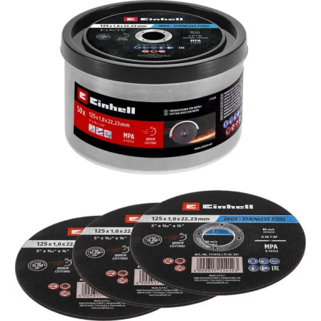 CUBO 50 DISCOS DE CORTE 125x1mm EINHELL