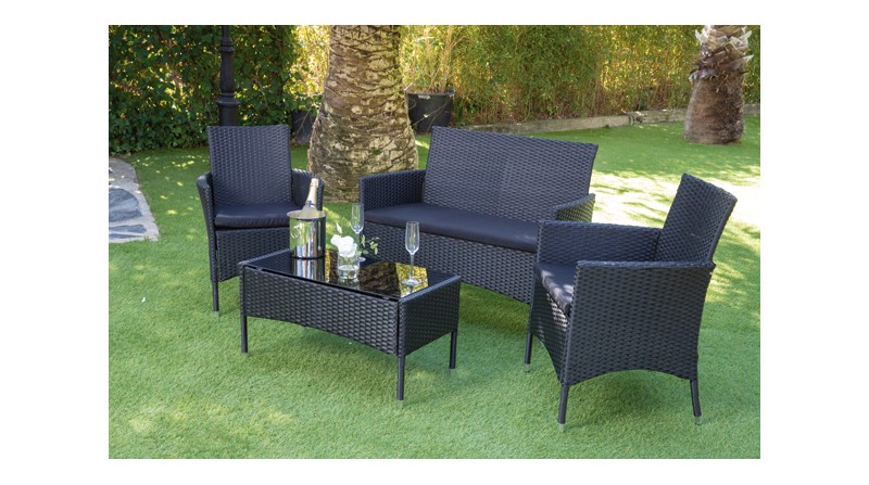 CONJUNTO RATTAN 4 PZS NEGRO CONJUNTO RATTAN 4 PZS NEGRO