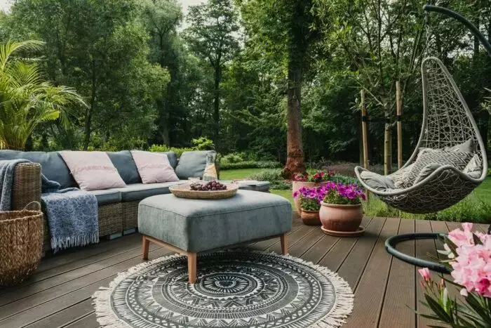 Muebles en jardin con plantas