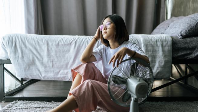 ventilador de sobremesa refrescando en verano